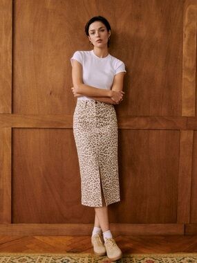 Sezane Despina Skirt - 38, Pale Leopard